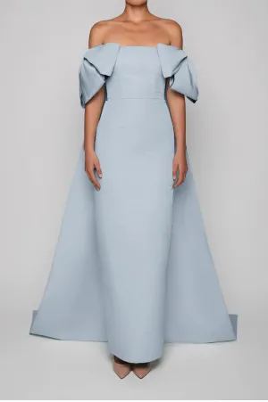 Josephine Silk Faille Column Gown with Detachable Cape