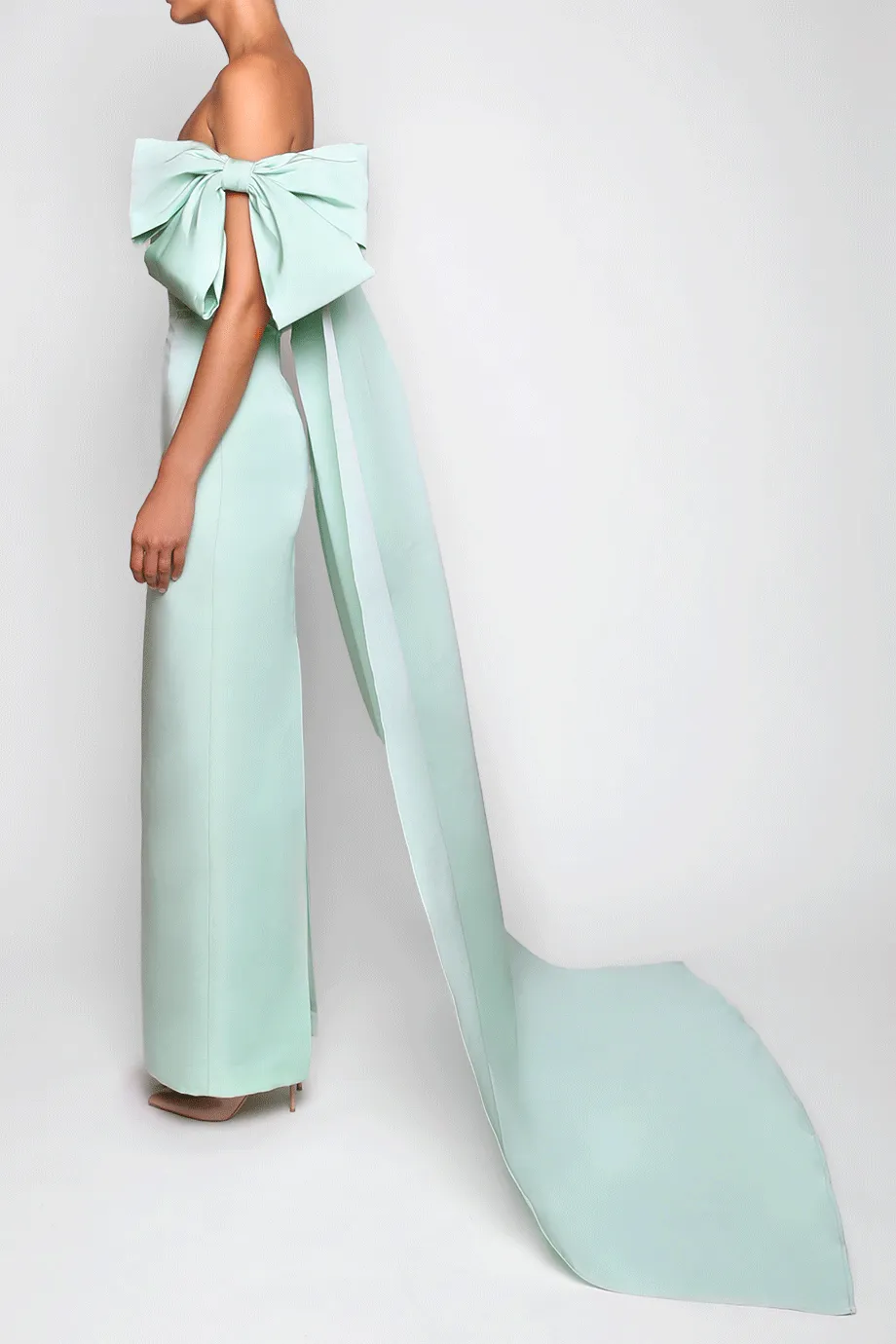 Josephine Silk Faille Column Gown with Detachable Cape
