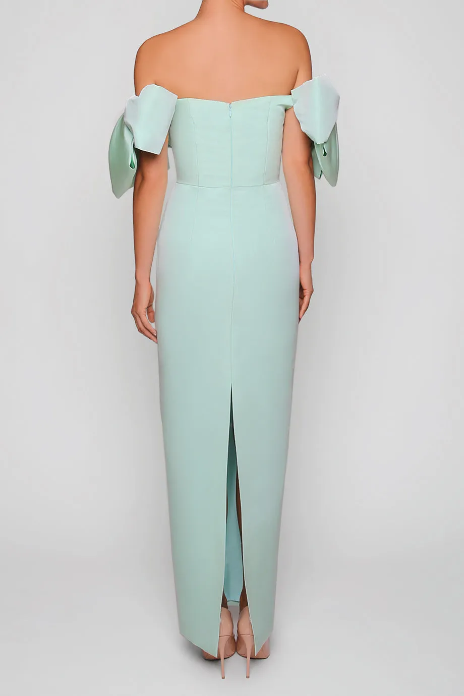 Josephine Silk Faille Column Gown with Detachable Cape