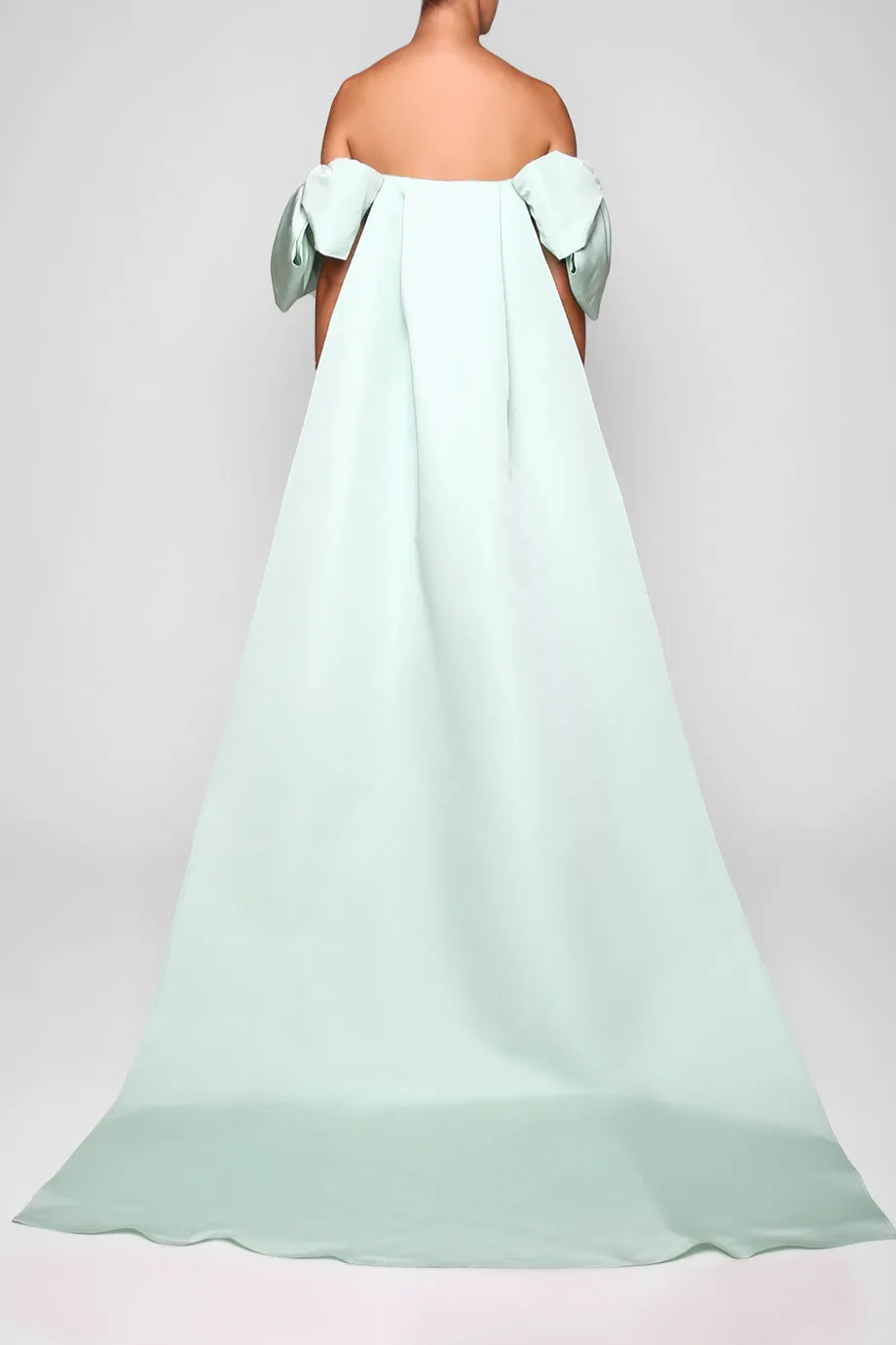 Josephine Silk Faille Column Gown with Detachable Cape