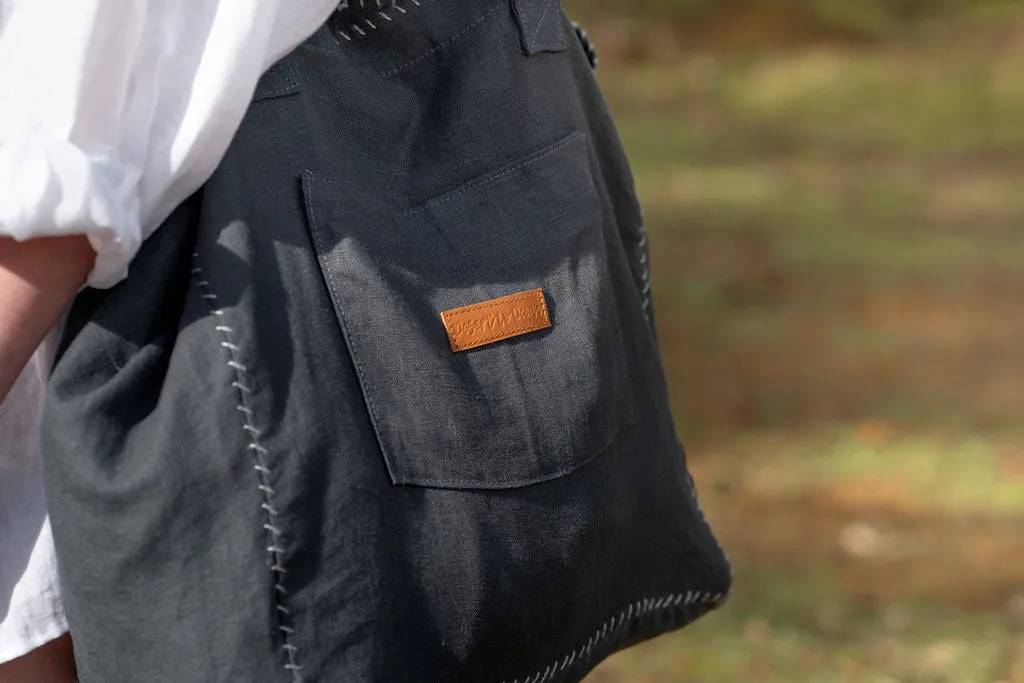 Journey Linen Tote Contrast Stitching