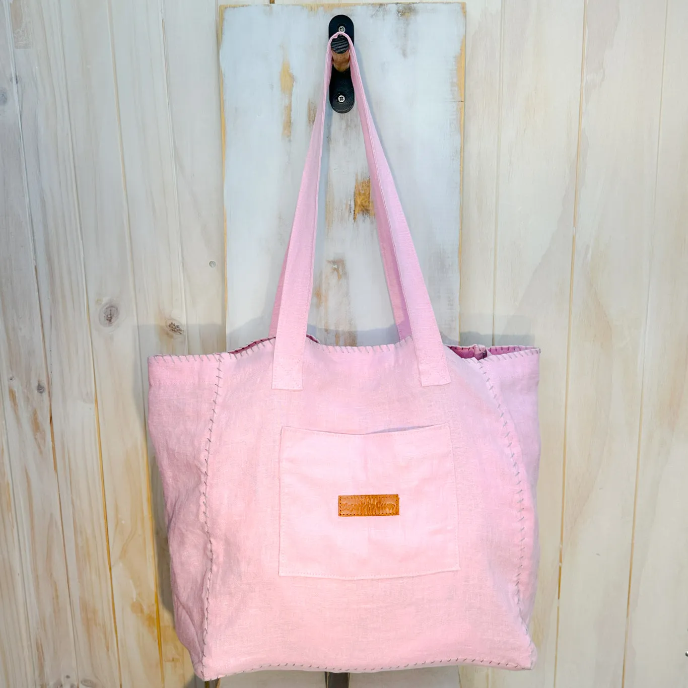 Journey Linen Tote Contrast Stitching