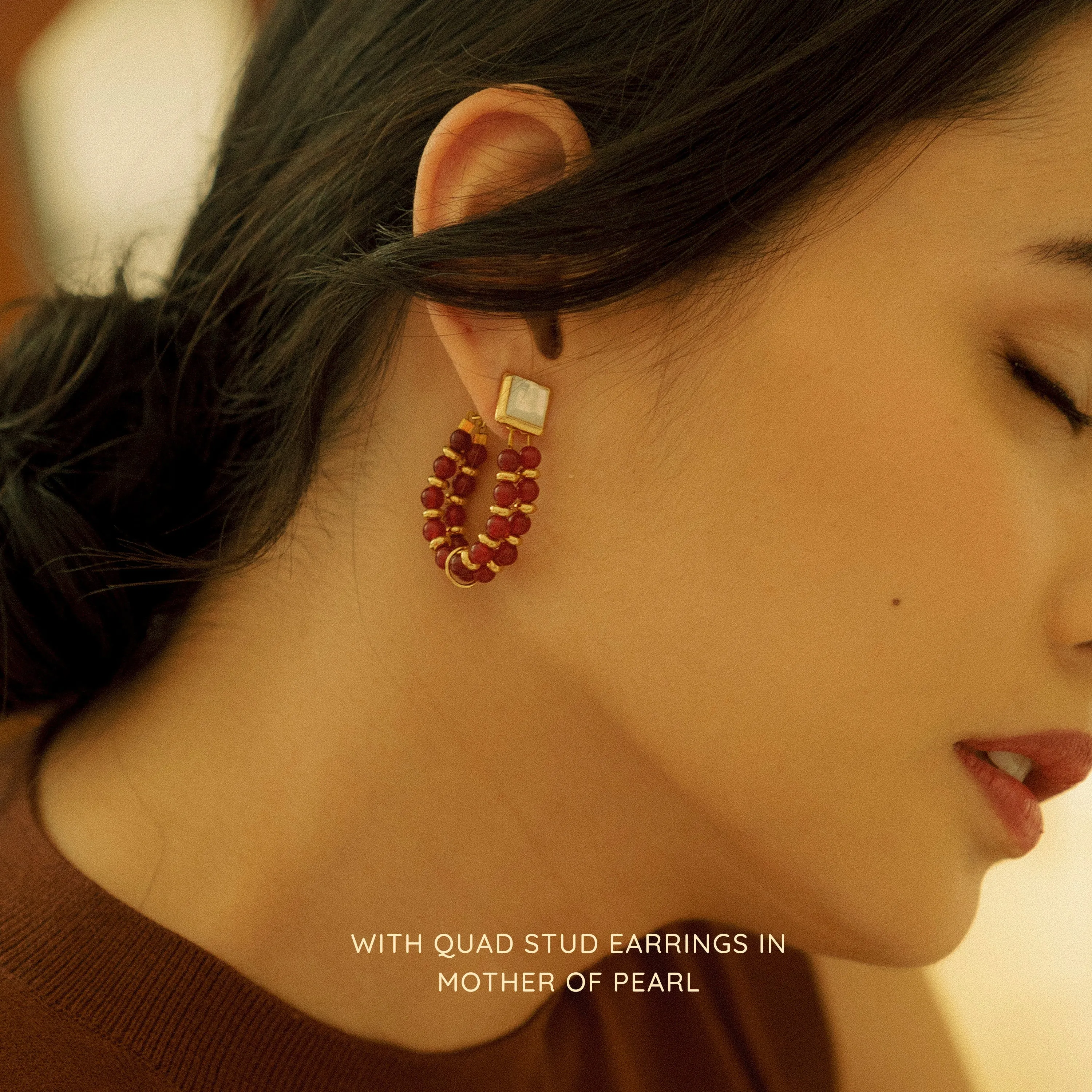 Kella Detachable Earrings in Red Agate