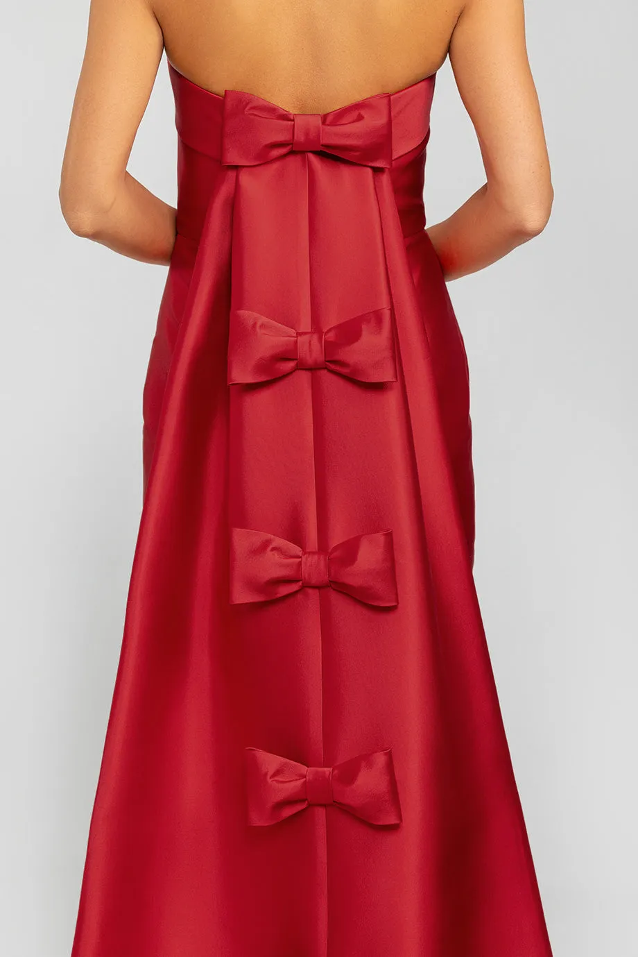 Kelly Silk and Wool Column Gown with Detachable Cape