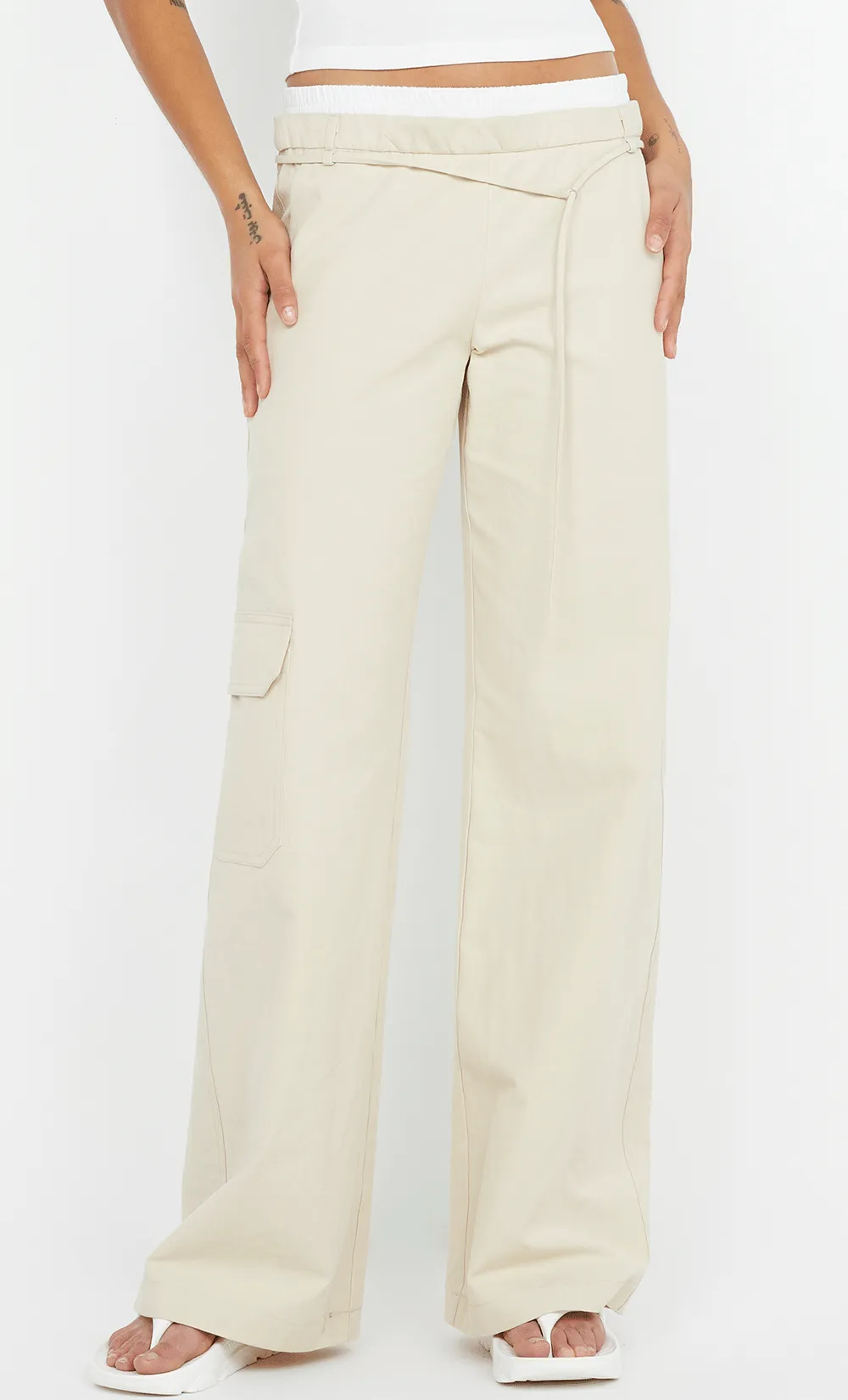 KELSI POCKET PANT - BONE/WHITE