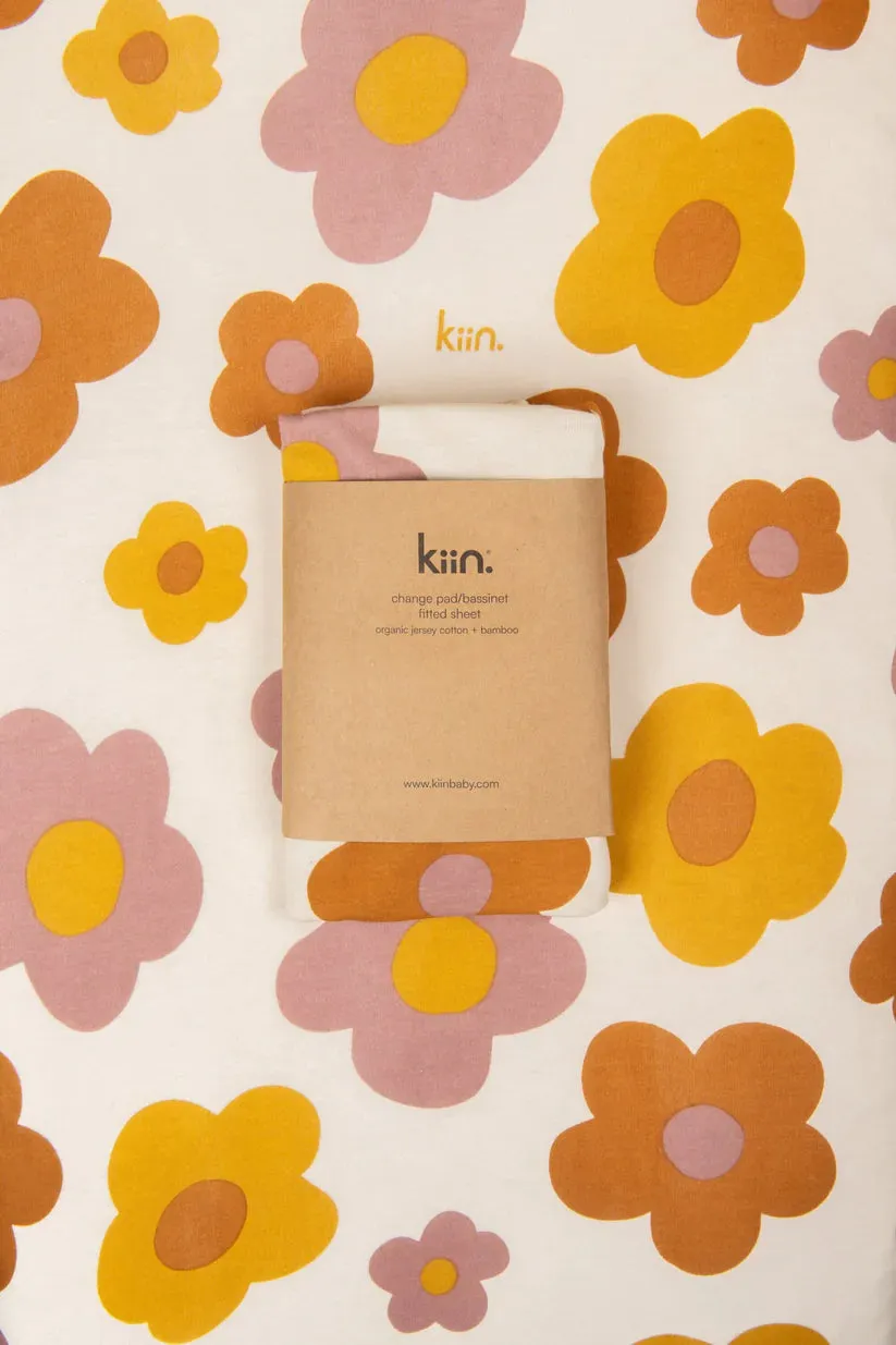 Kiin Organic Bamboo Cotton Change Pad & Bassinet Sheet - Bloom