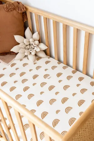Kiin Organic Bamboo Cotton Cot Sheet - Rainbow Ivory & Umber