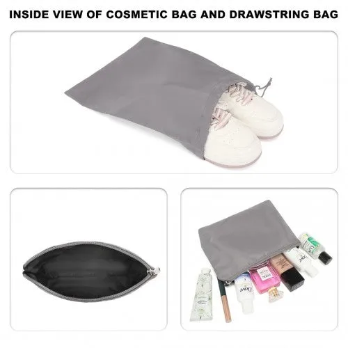 Kono Waterproof Multi-Pocket Travel Duffel Bag Set With Dedicated Shoe Compartment - Grey