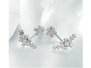 Korean style platinum white plated earrings with cubic zircons
