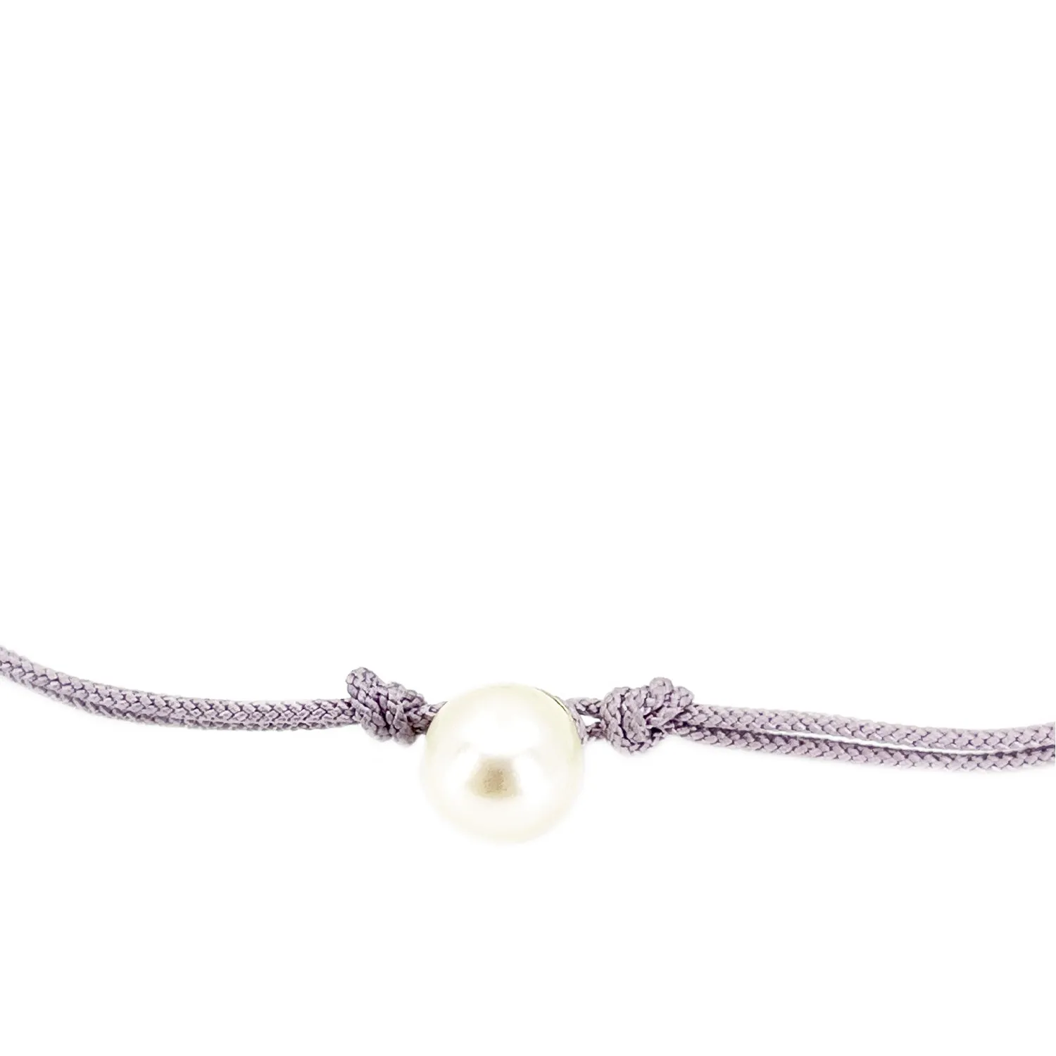 Kumihimo Braided Light Purple Silk Vintage Akoya Saltwater Cultured Pearl Adjustable Bracelet-14K Yellow Gold