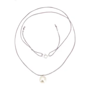 Kumihimo Braided Silk Light Purple Large Akoya Saltwater Cultured Pearl Adjustable Necklace-Sterling Silver