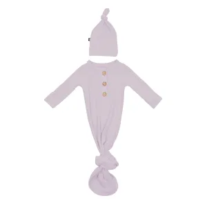 Kyte Baby Ribbed Knotted Gown & Hat - Wisteria