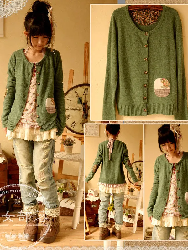lace pocket knit cardigan