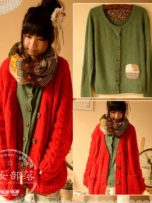 lace pocket knit cardigan