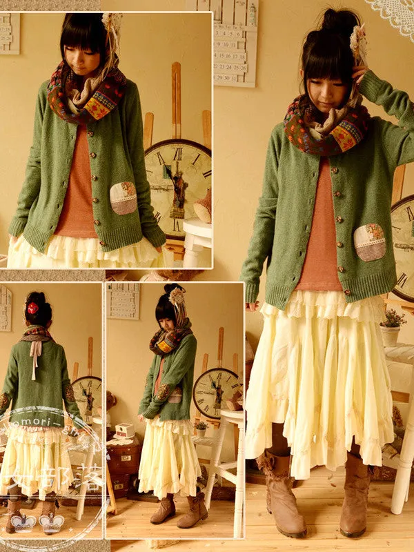 lace pocket knit cardigan