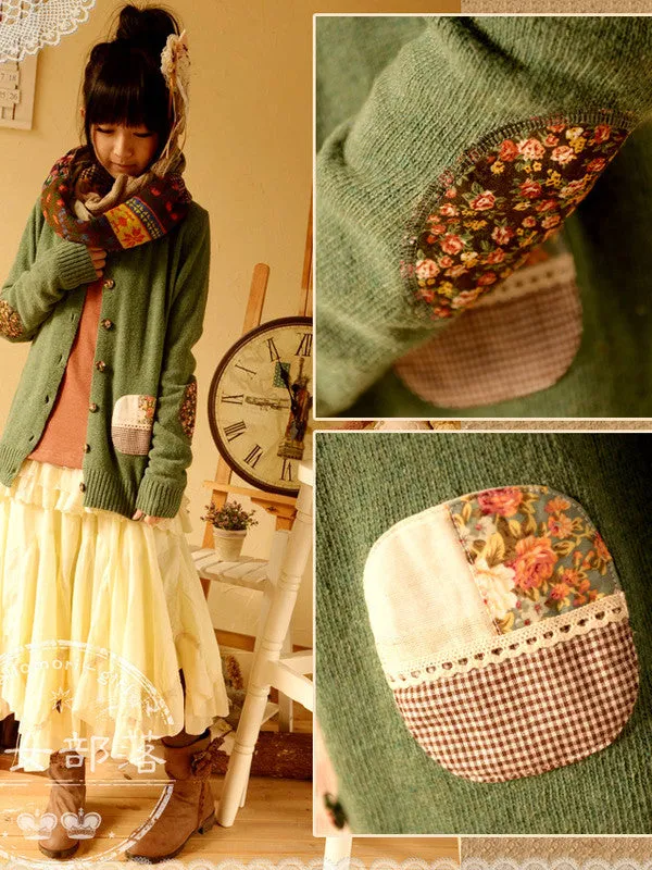 lace pocket knit cardigan