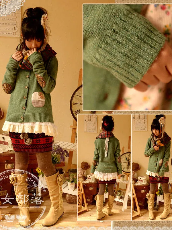 lace pocket knit cardigan