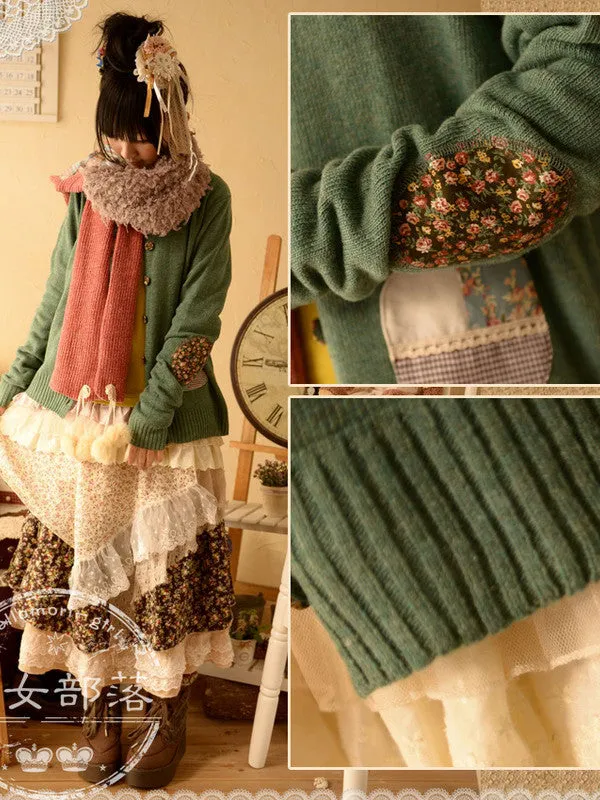 lace pocket knit cardigan