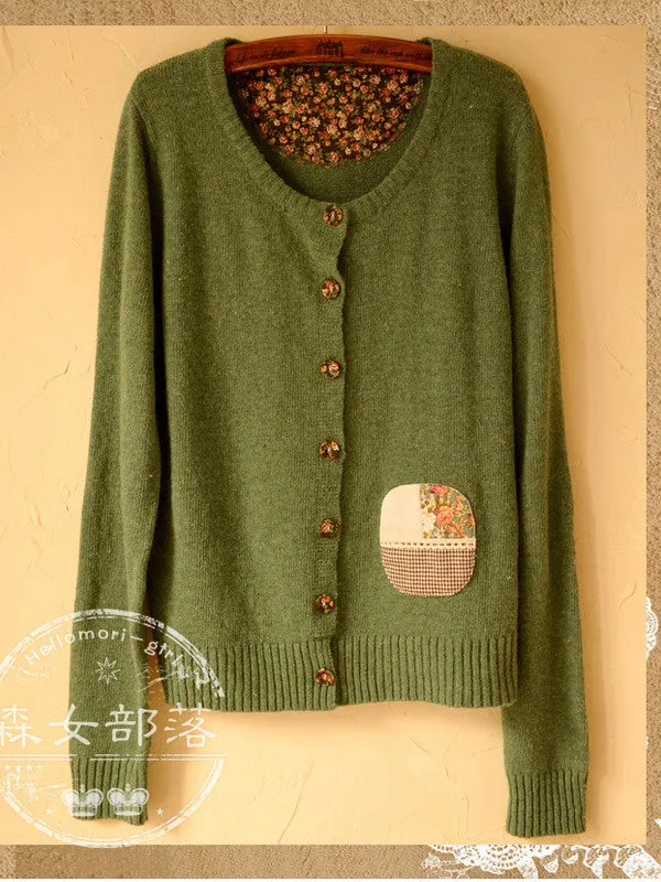 lace pocket knit cardigan