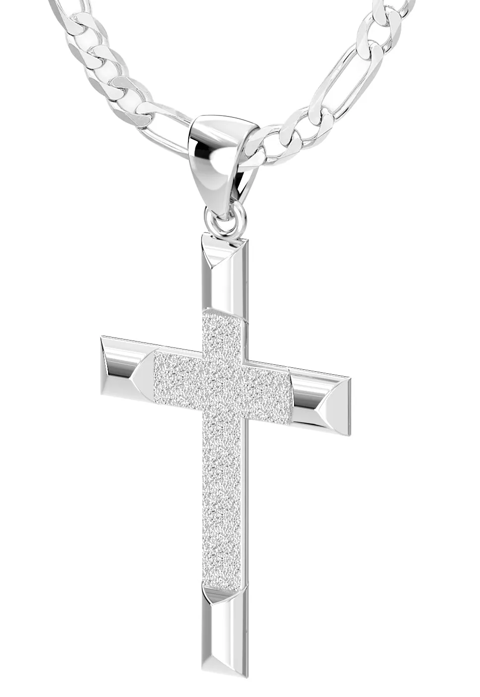 Ladies 925 Sterling Silver High Polished Cross Pendant Necklace, 32mm