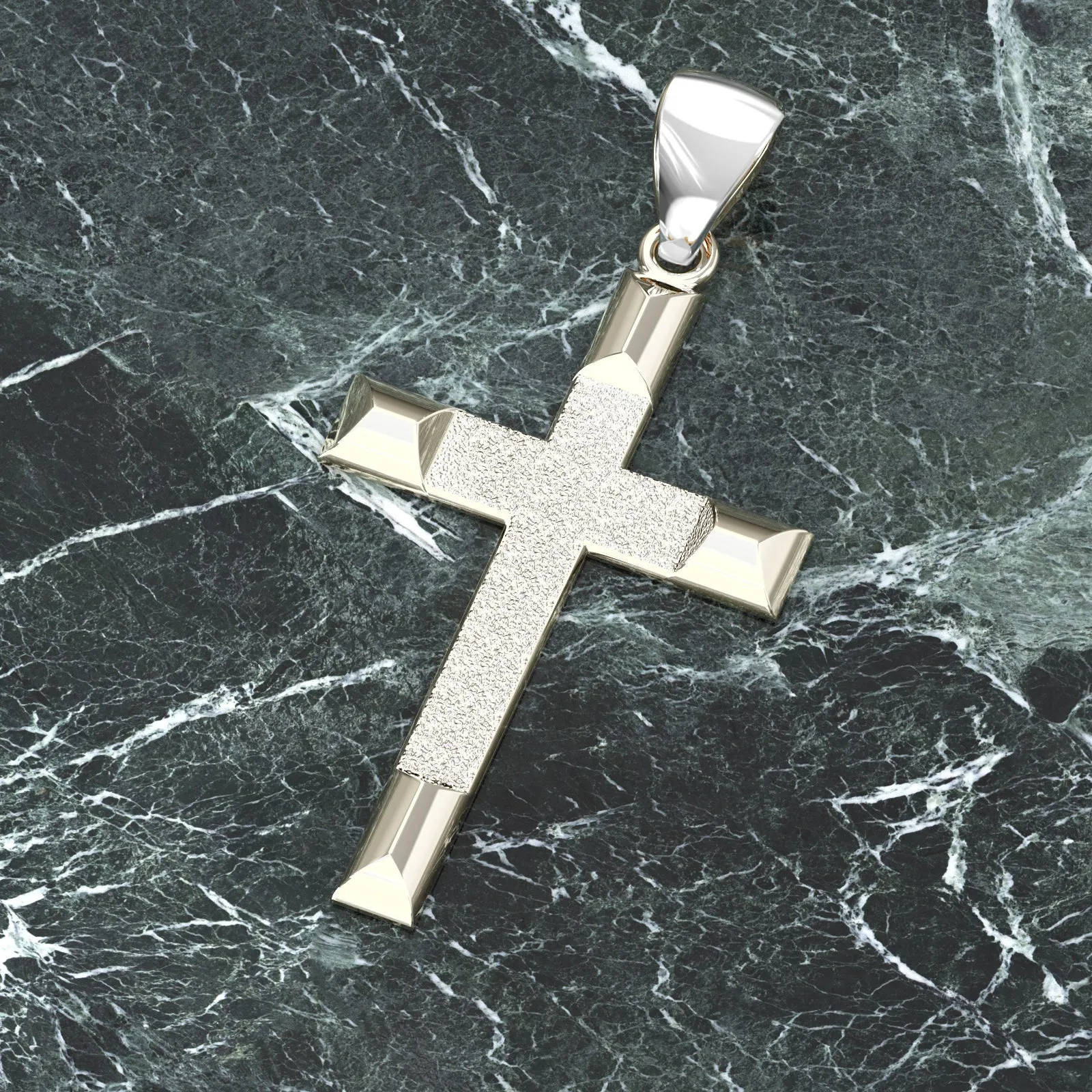 Ladies 925 Sterling Silver High Polished Cross Pendant Necklace, 32mm