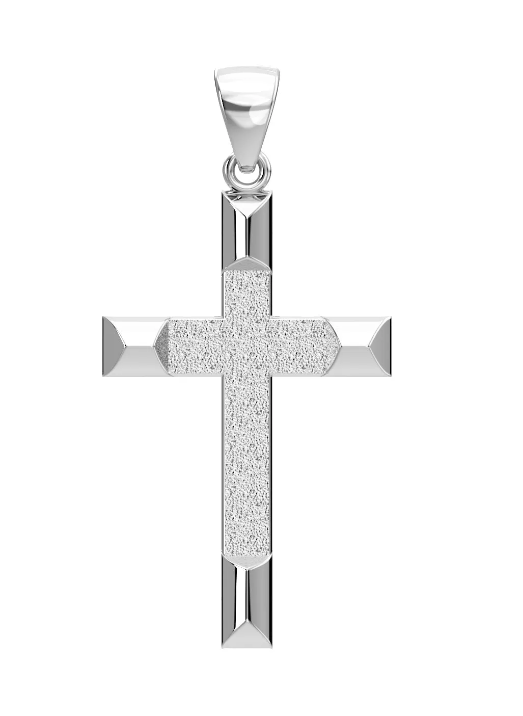 Ladies 925 Sterling Silver High Polished Cross Pendant Necklace, 32mm