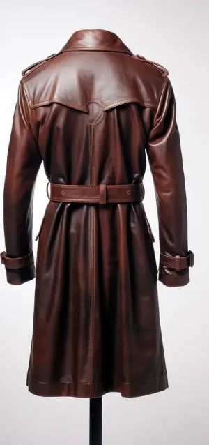 Lambskin Leather Red Winter Warm Trench Coat Overcoat
