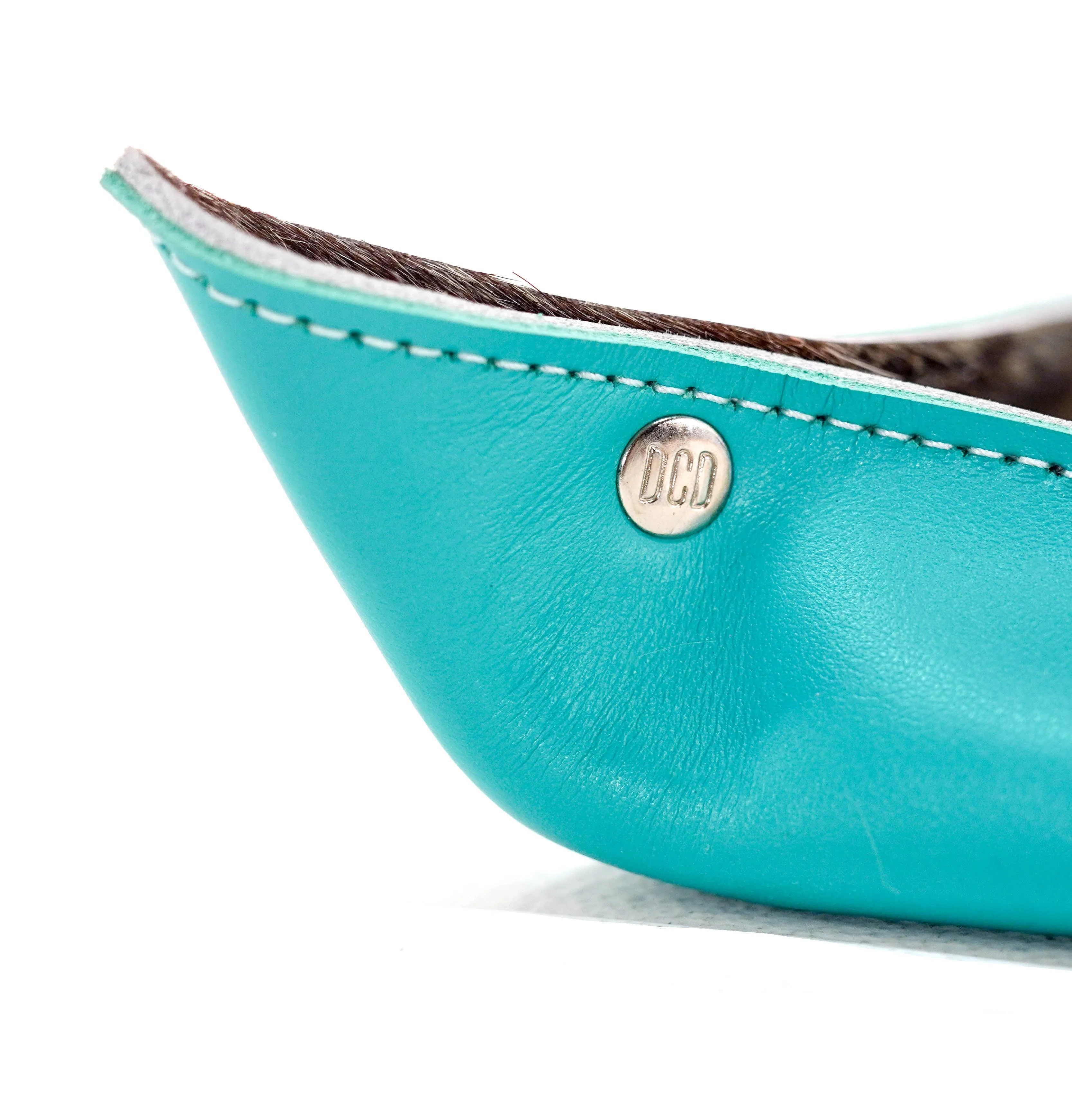 Large Tray - Smooth Turquoise Leather w/ Mermaid Tortoise