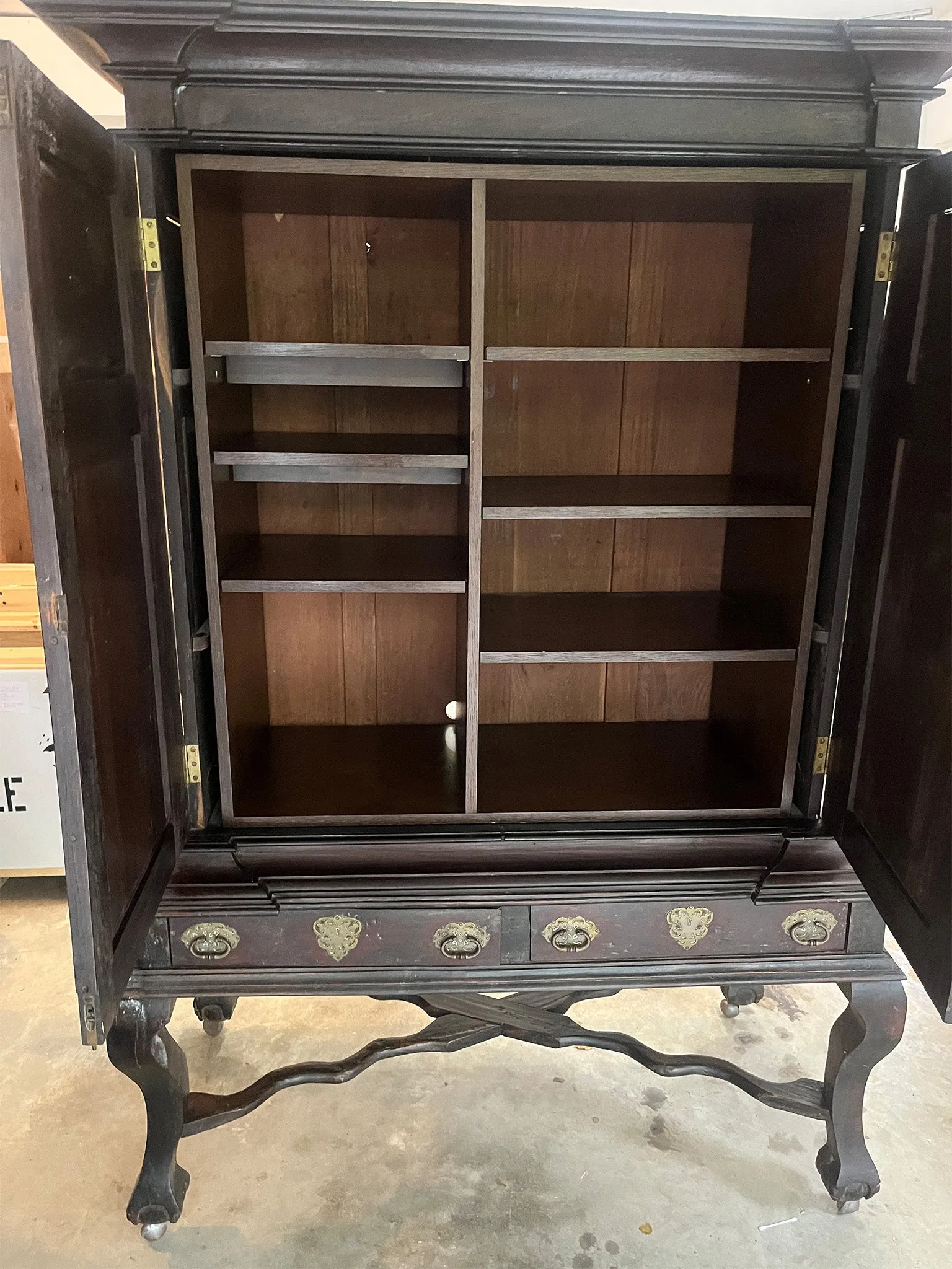 Late 17th Century Antique Dutch Oak Linen Cabinet