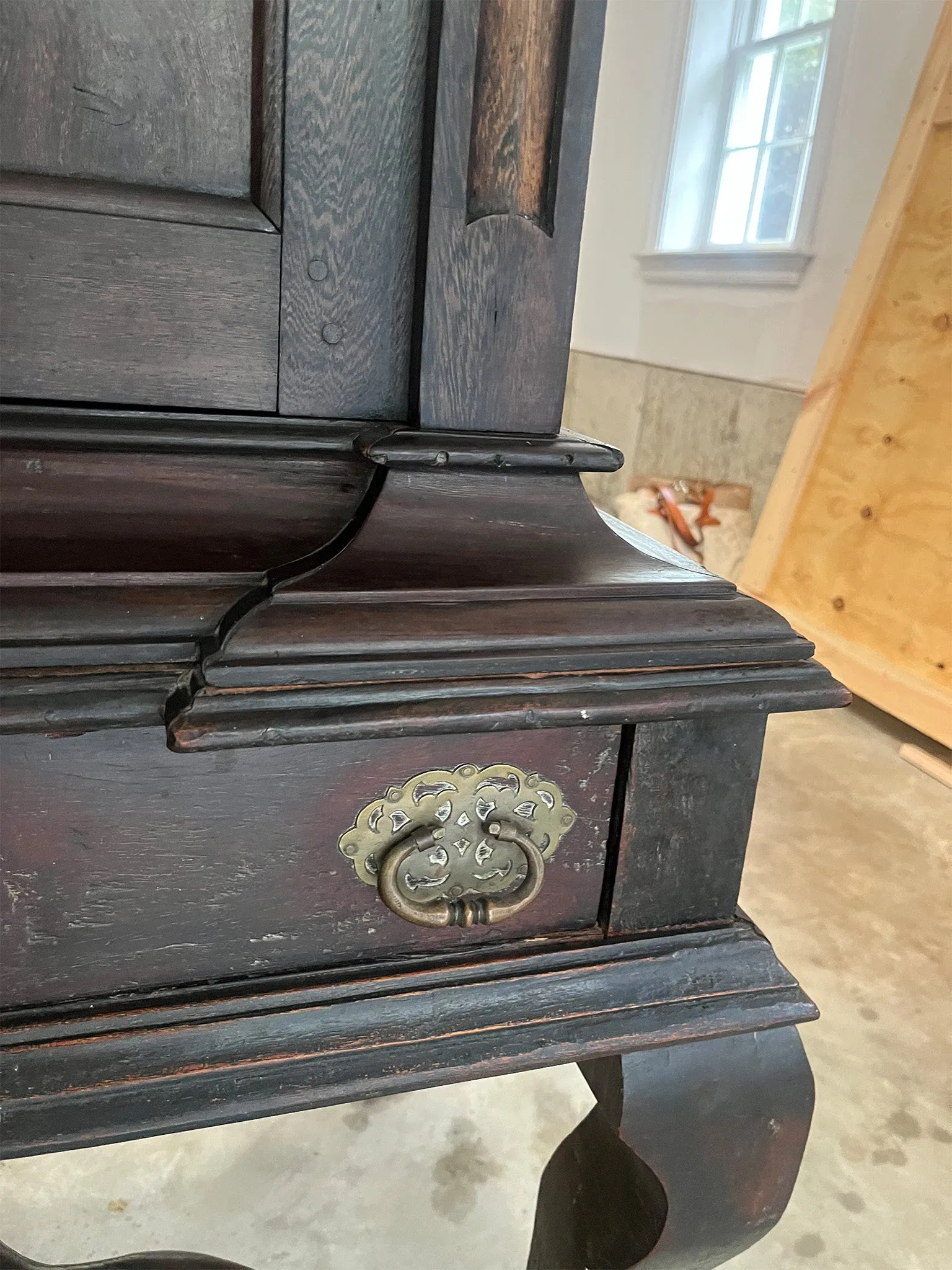 Late 17th Century Antique Dutch Oak Linen Cabinet
