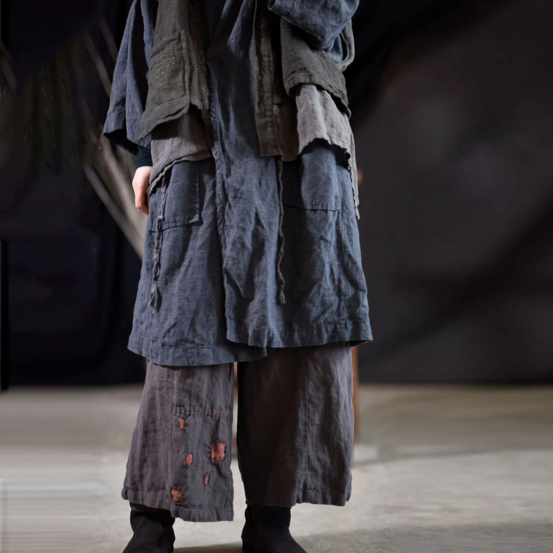 Layered Pocket Linen Vest