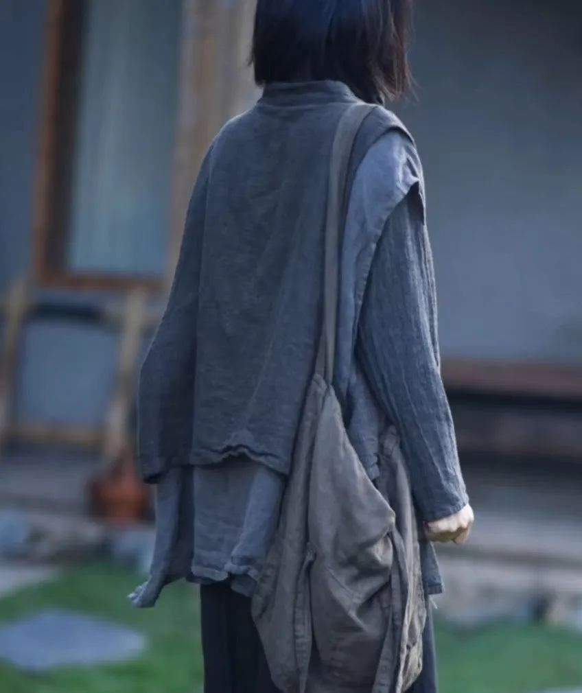 Layered Pocket Linen Vest