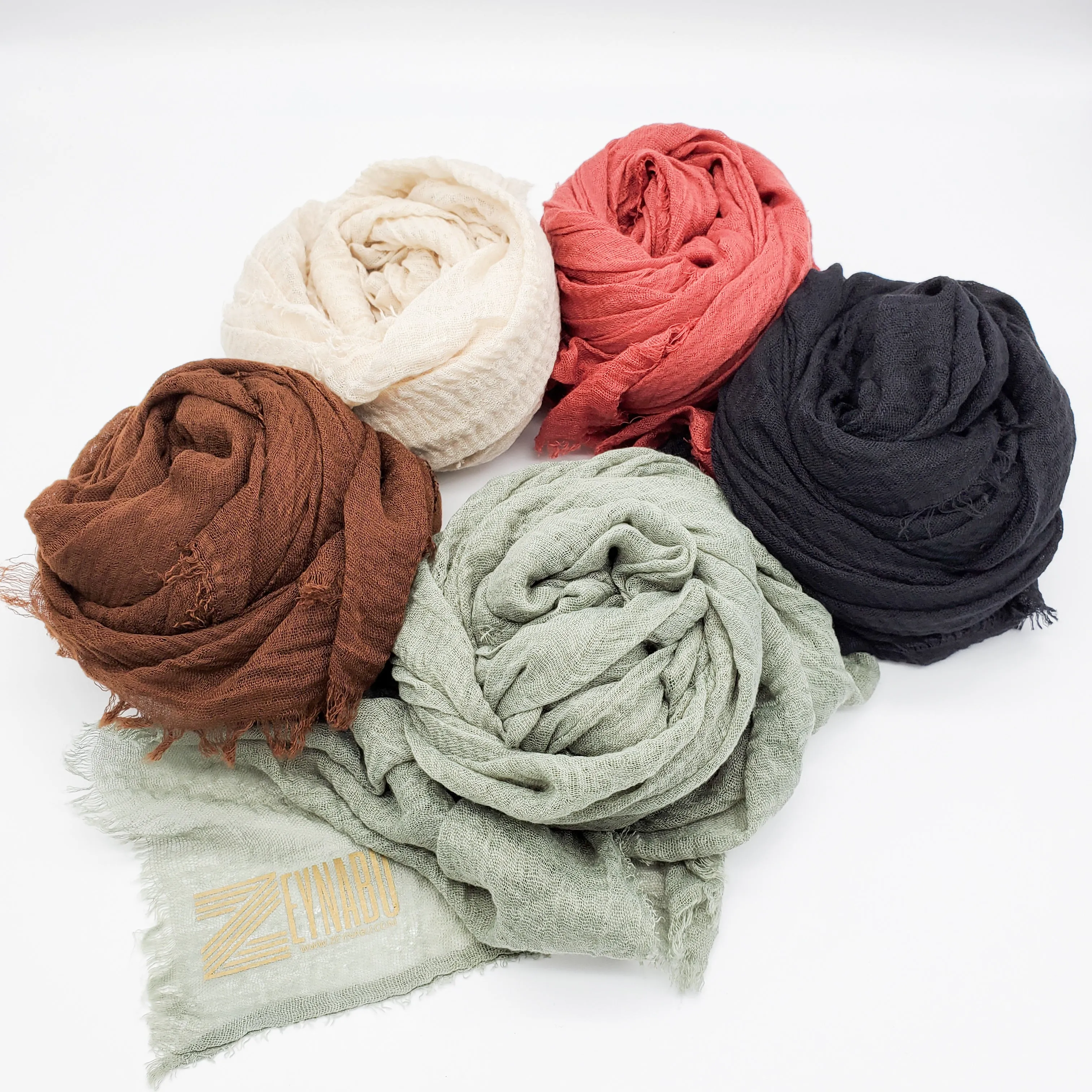 Layla Pecan - Cotton & Linen Crinkle Scarf