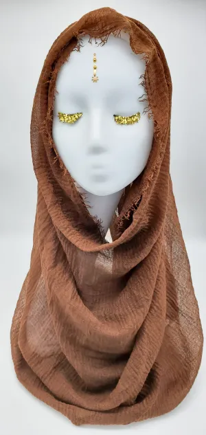 Layla Pecan - Cotton & Linen Crinkle Scarf