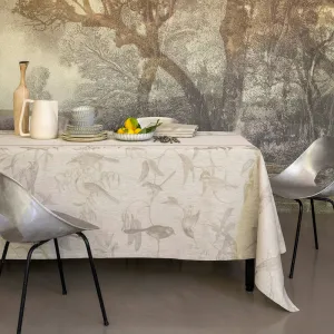 Le Jacquard Francais - Voliere- Beige- Tablecloth - 69" x 126"