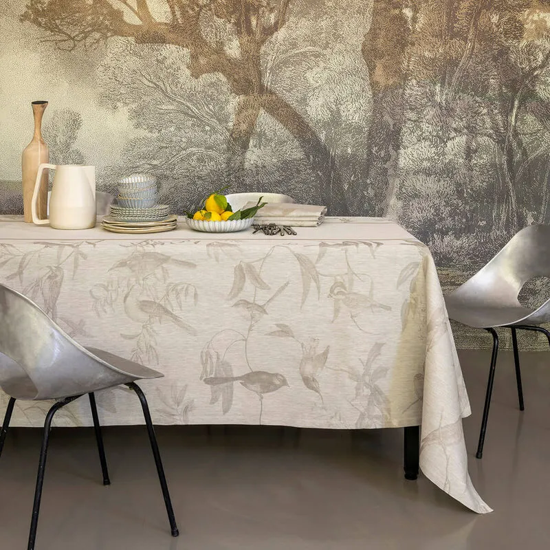 Le Jacquard Francais - Voliere- Beige- Tablecloth - 69" x 126"
