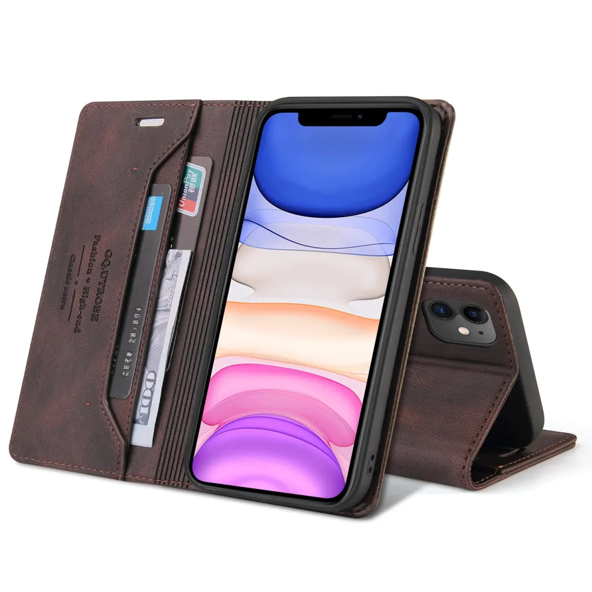 Leather Wallet Flip iPhone RFID-Block Phone Case
