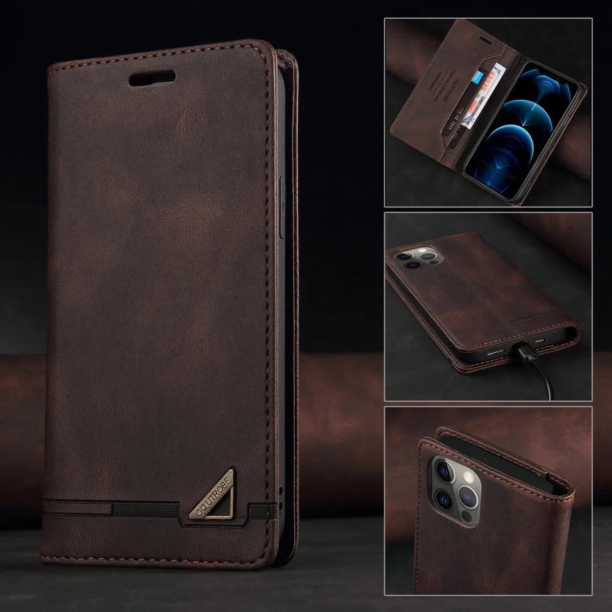 Leather Wallet Flip iPhone RFID-Block Phone Case