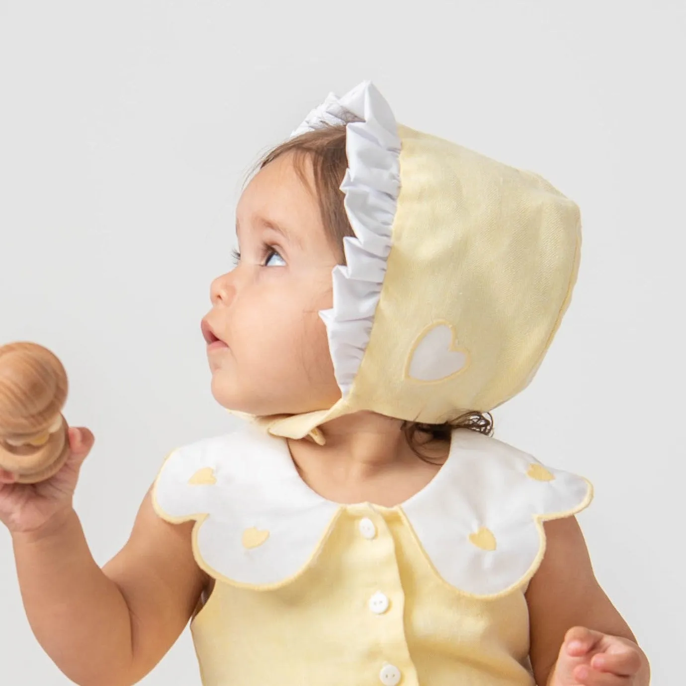 Lemon Frill Bonnet With Heart