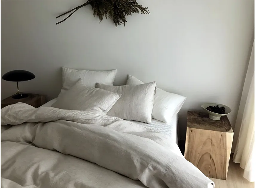 Light Gray Stonewashed Duvet Cover Set Organic 100% French Linen