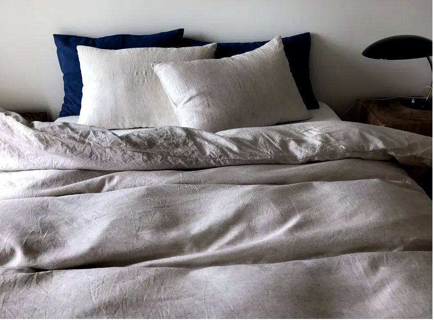 Light Gray Stonewashed Duvet Cover Set Organic 100% French Linen