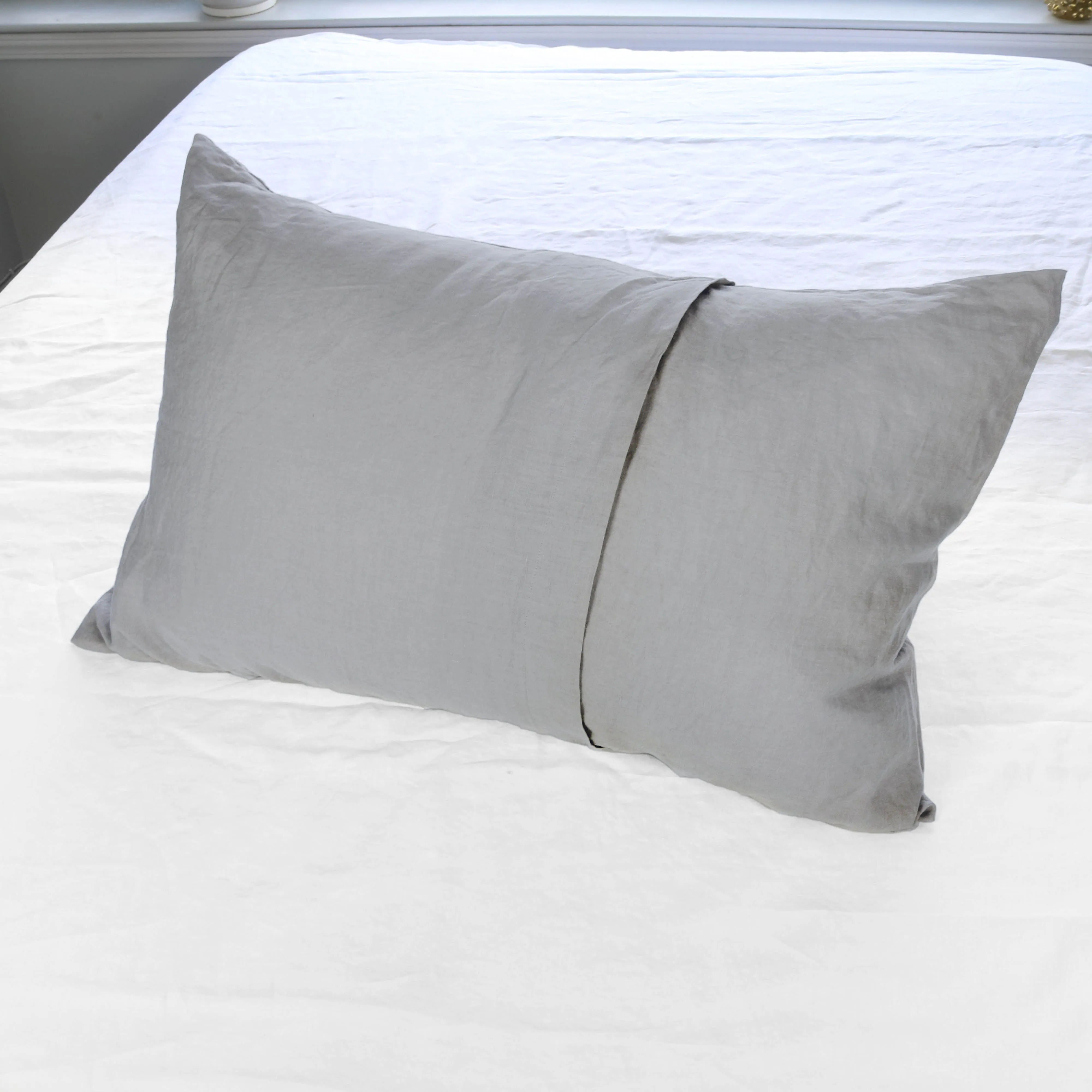 Light Gray Stonewashed Duvet Cover Set Organic 100% French Linen
