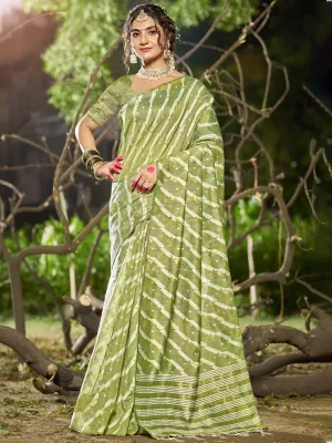Light Green Linen Cotton Saree