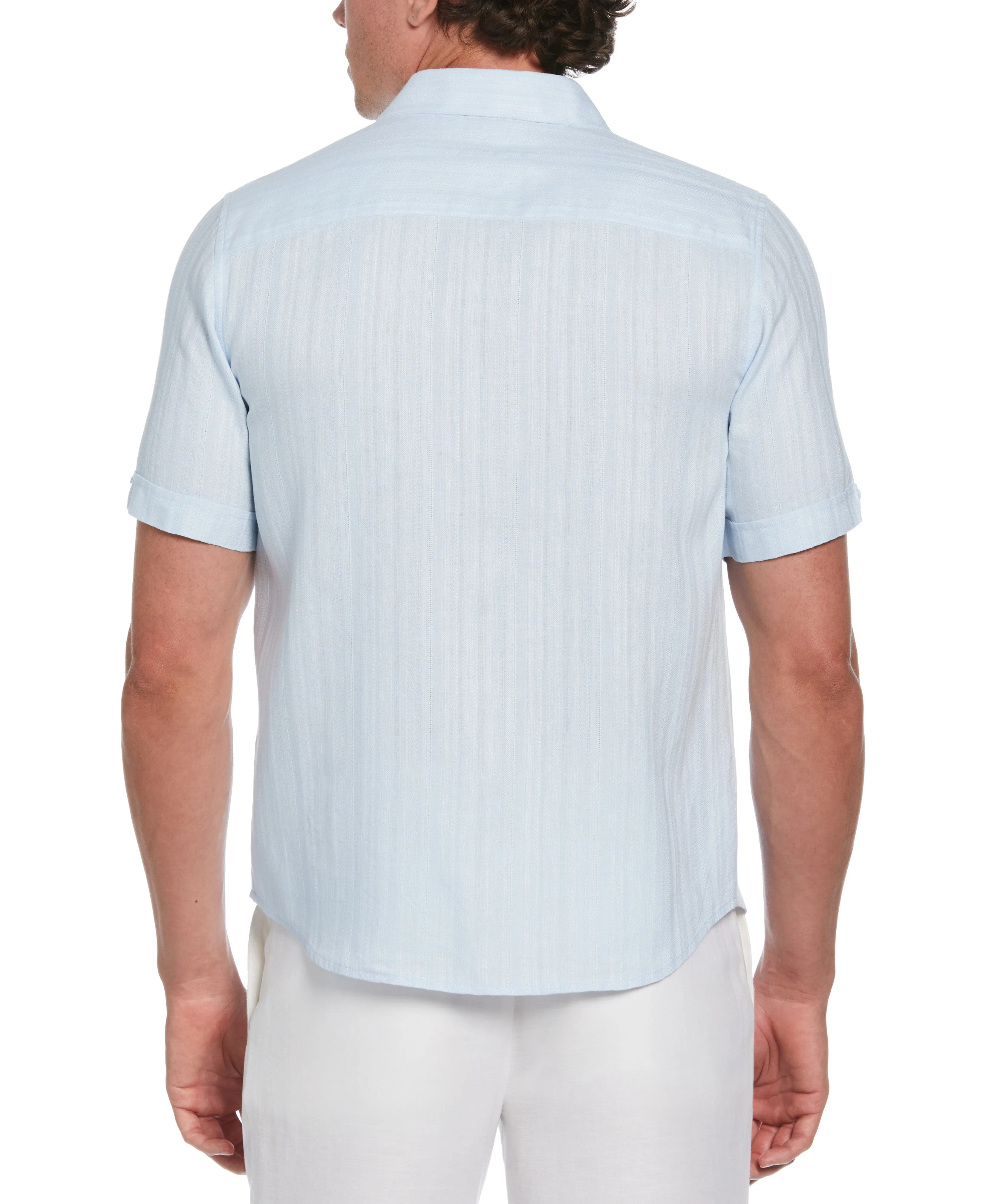 Linen Blend Dobby Stripe Print Shirt