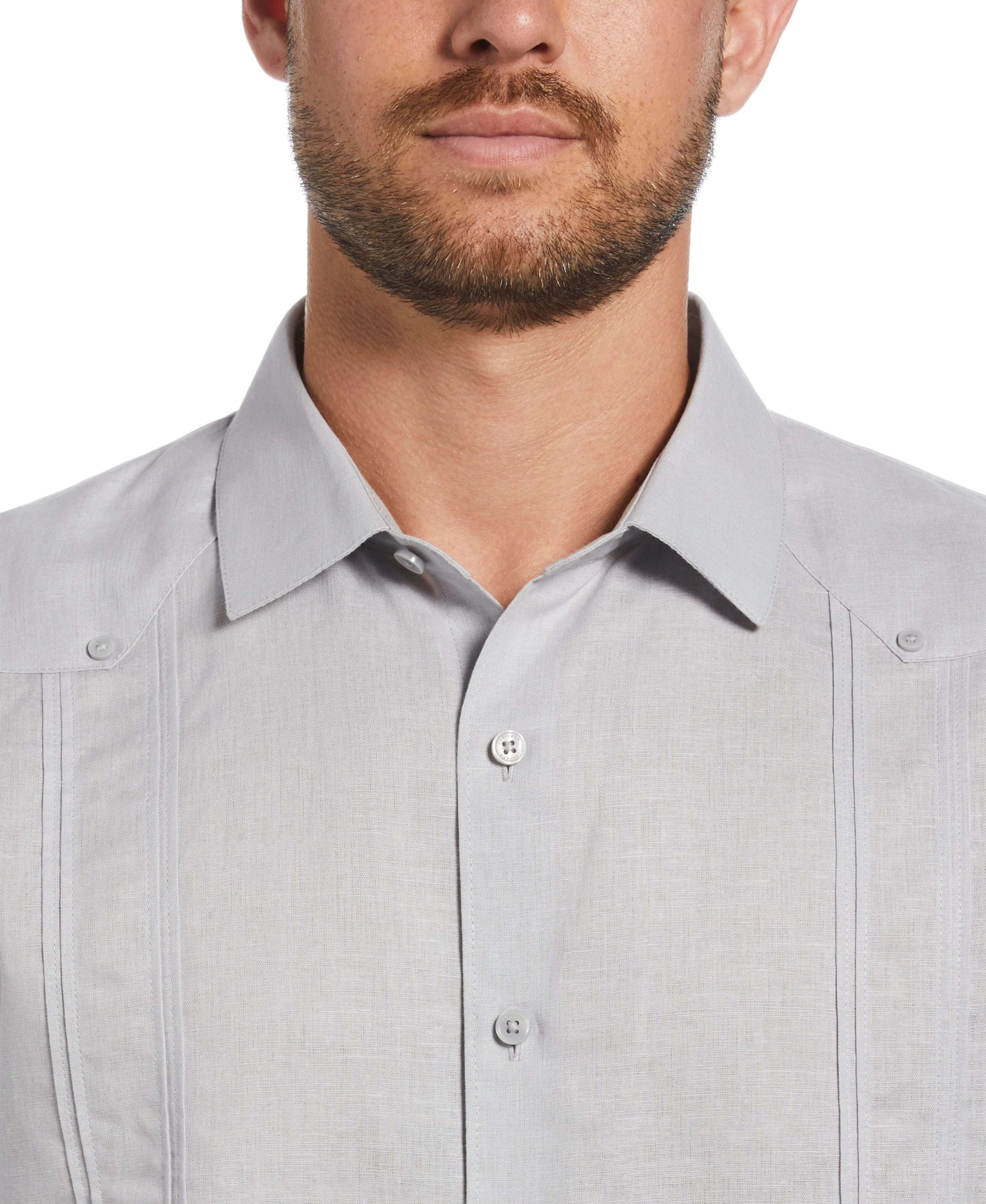 Linen Blend No-Pocket Guayabera Shirt