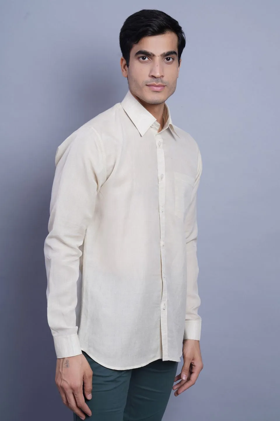 Linen Cotton Beige Shirt