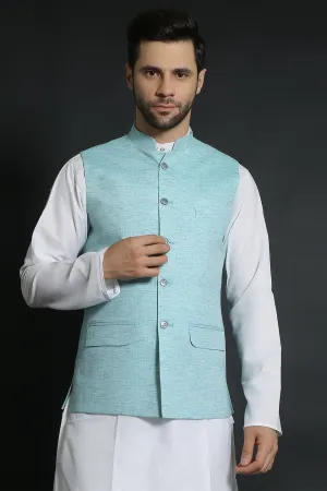 Linen Cotton Green 1 Modi Nehru Jacket