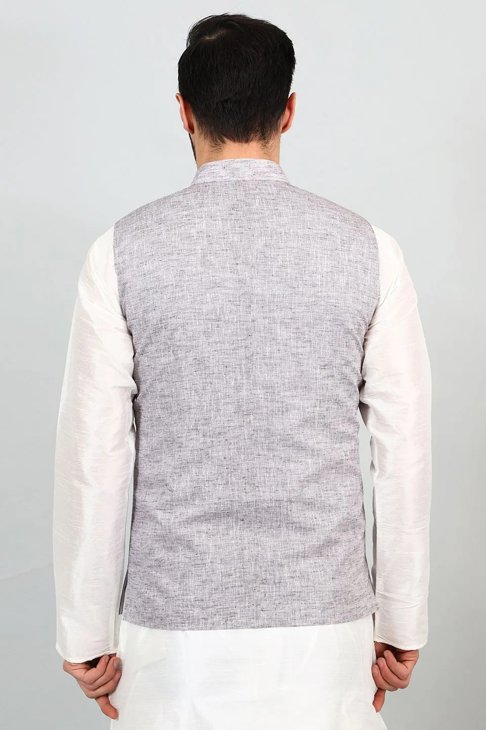 Linen Cotton Grey Modi Nehru Jacket