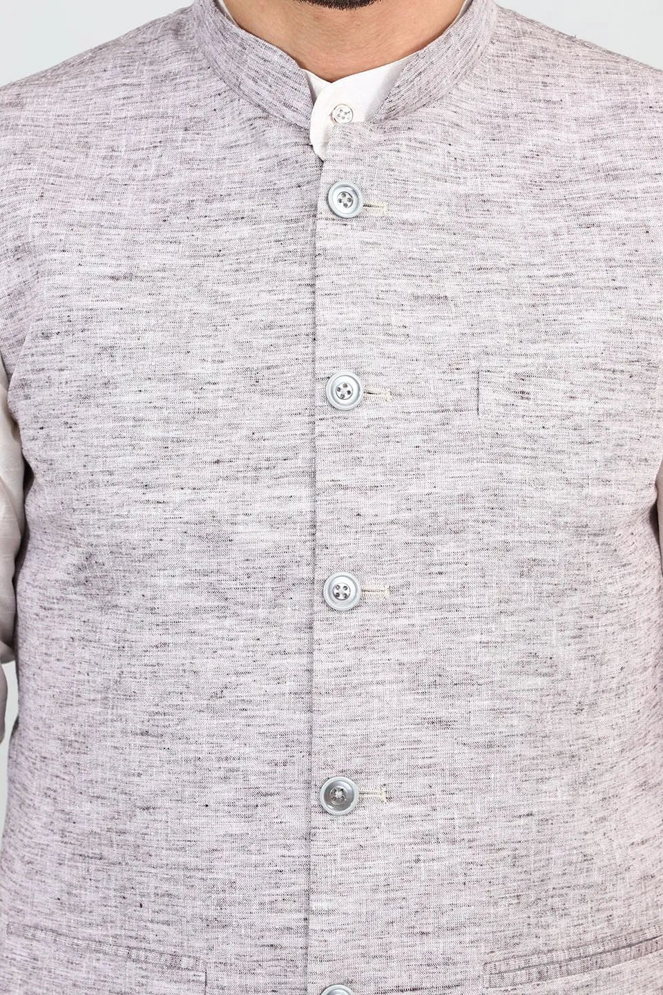 Linen Cotton Grey Modi Nehru Jacket