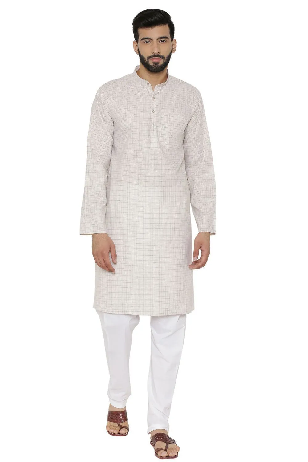 Linen Cotton Rich Beige Kurta Pyjama